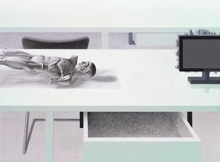 Kancel��sk� z�ti��, kresba, akryl, pl�tno, 2005, 85x115 cm
